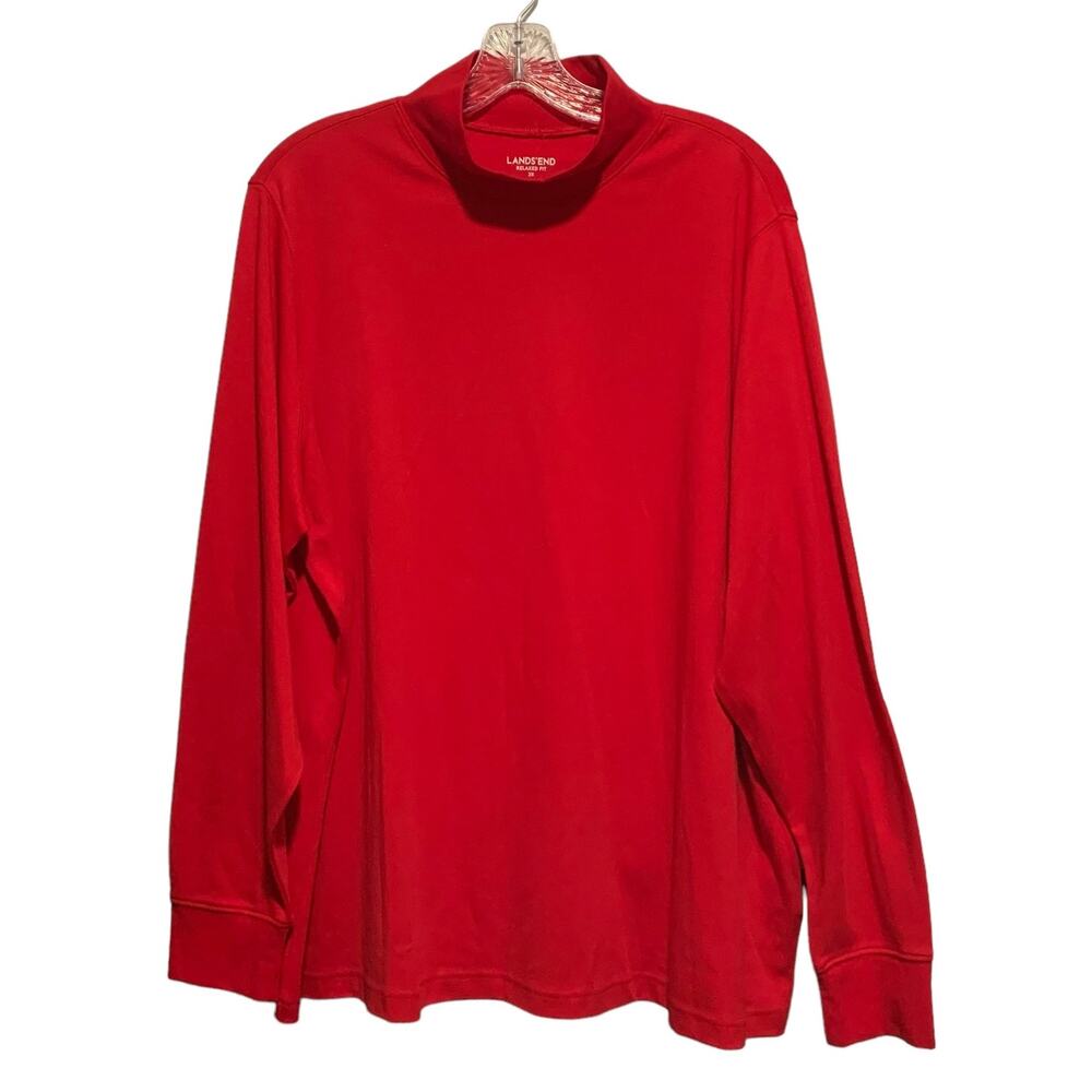 LANDS' END 2X ( 20W / 22W ) Turtleneck 100% Cotton Red Classic Timeless